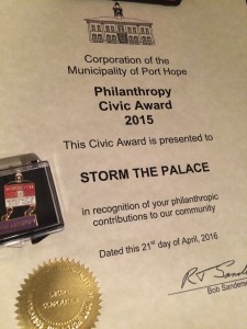 Storm The Palace Port Hope Civic Award