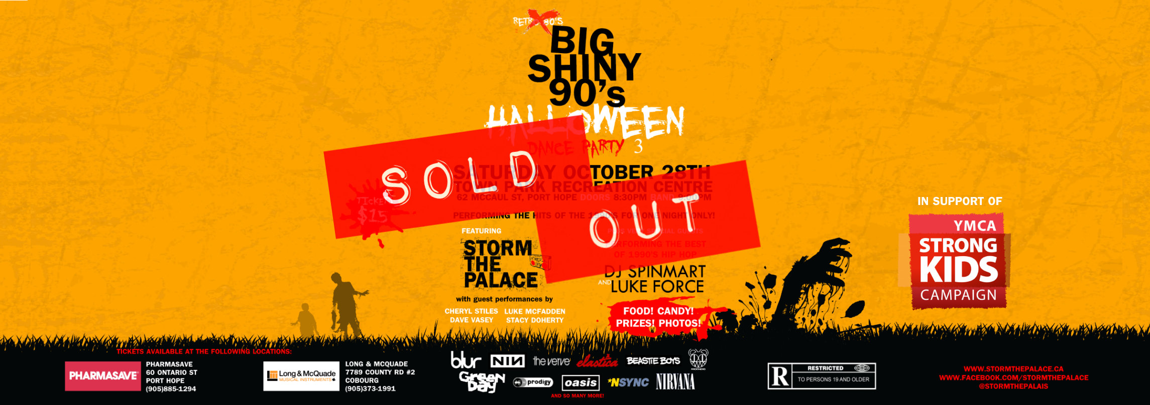 big shiny 90's halloween dance party port hope storm the palace retro 80s 90s party partyband toronto